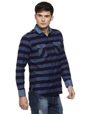 blue striped casual shirt - 15856267 - Standard Image - 2