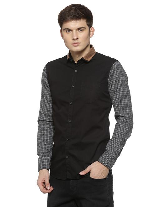 black cotton casual shirt - 15856268 - Standard Image - 1