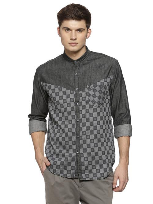 grey checkered casual shirt - 15856272 - Standard Image - 1