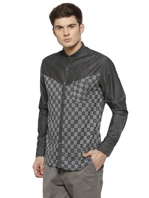grey checkered casual shirt - 15856272 - Standard Image - 2