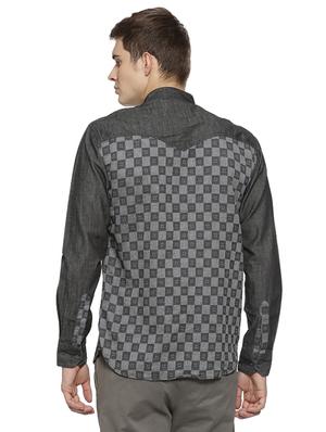 grey checkered casual shirt - 15856272 - Standard Image - 3
