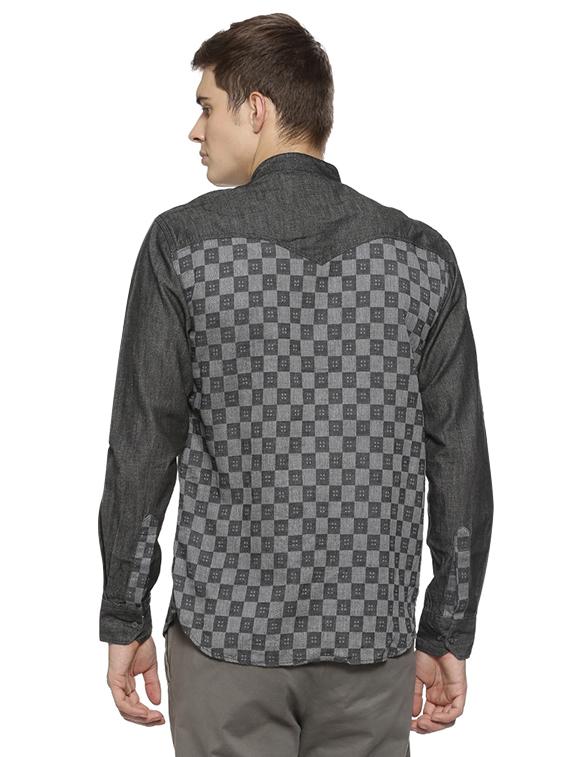 grey checkered casual shirt - 15856272 - Zoom Image - 3