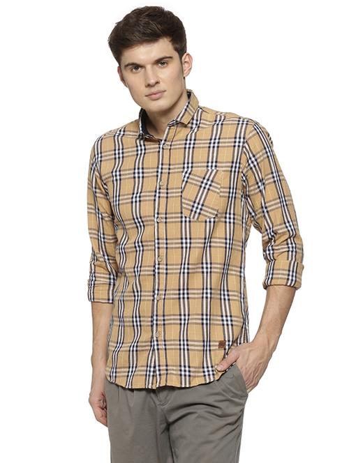 brown checkered casual shirt - 15856281 - Very Small Image - 1