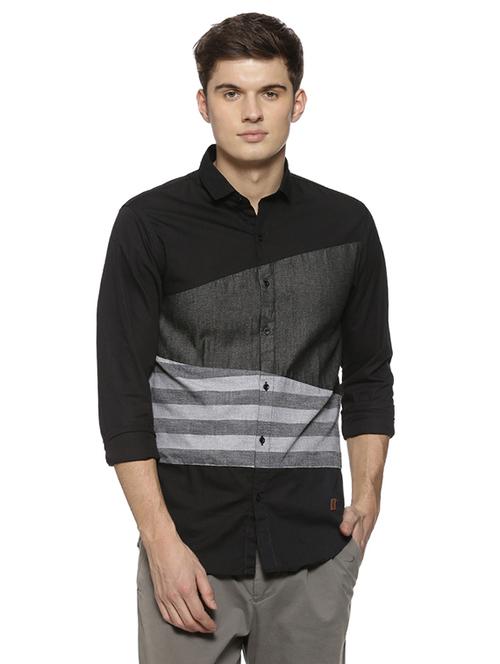 black cotton casual shirt - 15856283 - Standard Image - 1