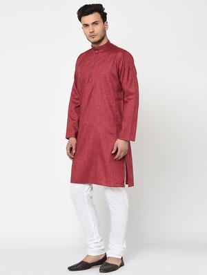 red solid long kurta - 15856458 - Standard Image - 2