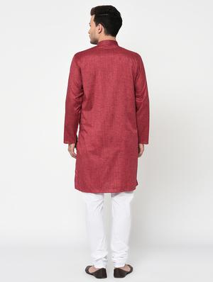 red solid long kurta - 15856458 - Standard Image - 3