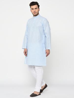light blue polyester long kurta - 15856459 - Standard Image - 2
