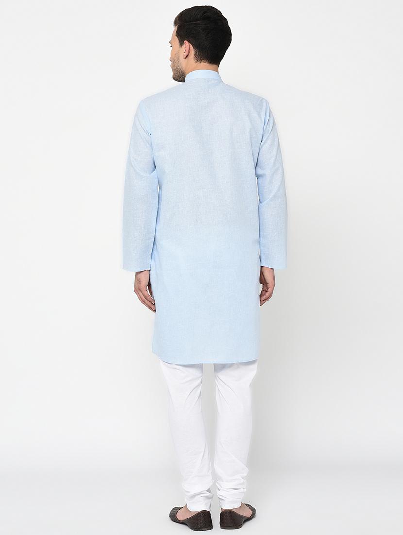 light blue polyester long kurta - 15856459 - Zoom Image - 3