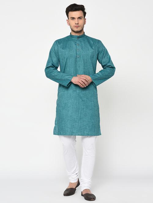 green melange long kurta - 15856460 - Standard Image - 1