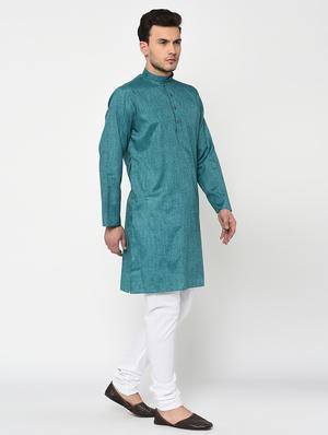 green melange long kurta - 15856460 - Standard Image - 2