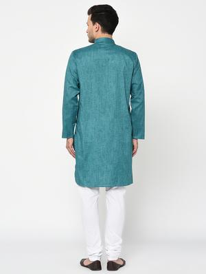 green melange long kurta - 15856460 - Standard Image - 3