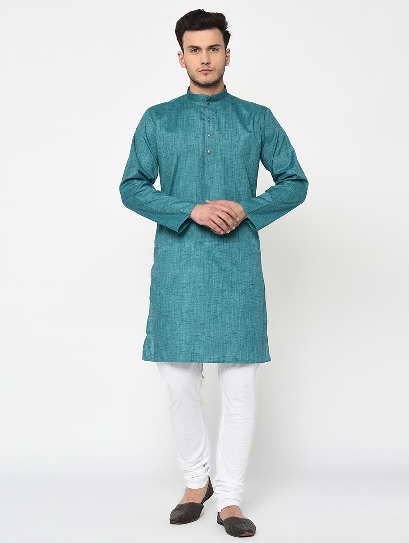 green melange long kurta - 15856460 - Zoom Image - 1