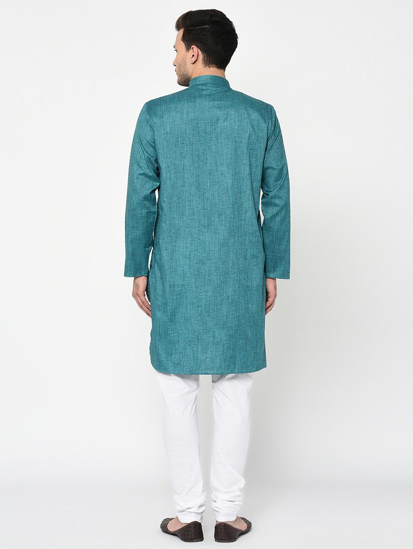 green melange long kurta - 15856460 - Zoom Image - 3