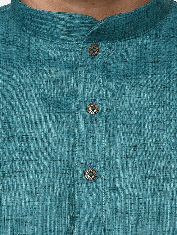 green melange long kurta - 15856460 - Zoom Image - 4