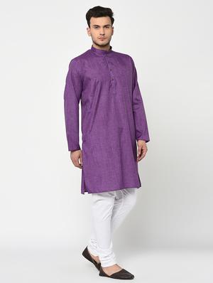 purple solid long kurta - 15856462 - Standard Image - 2
