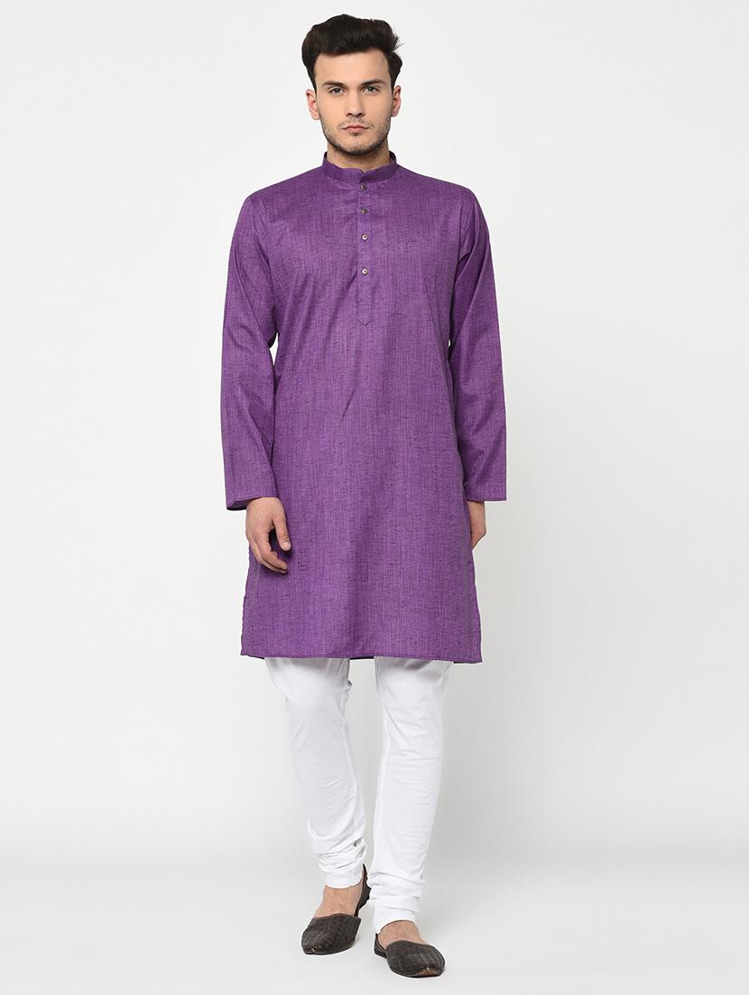 purple solid long kurta - 15856462 - Zoom Image - 1