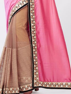 embroidered border half & half saree with blouse - 15856806 - Standard Image - 2