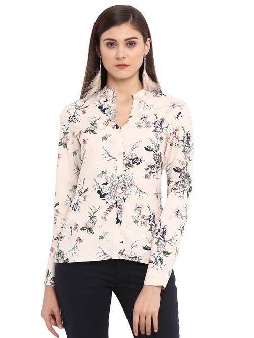 floral band collar shirt - 15856850 - Standard Image - 1