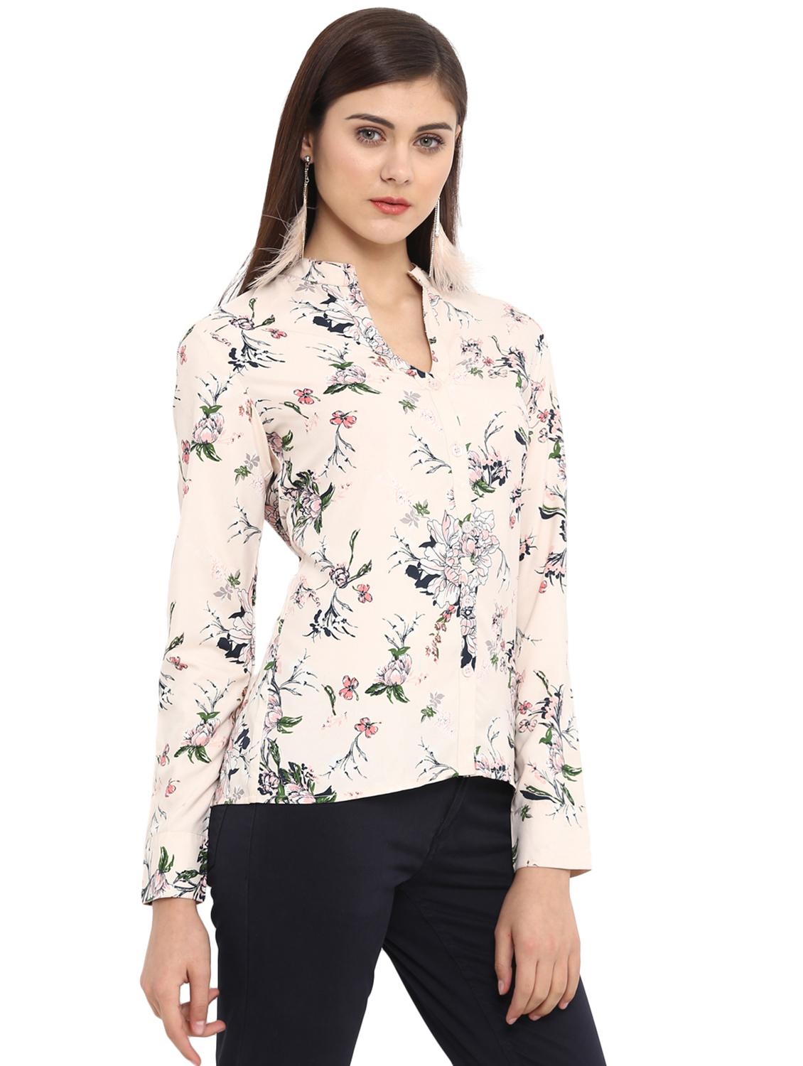 floral band collar shirt - 15856850 - Zoom Image - 2
