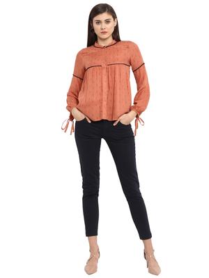 contrast lace detail gathered shirt - 15856851 - Standard Image - 4