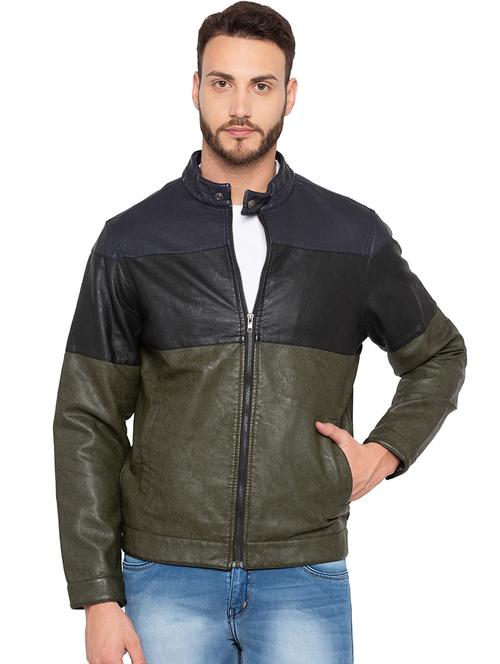green leatherette biker jacket - 15856883 - Standard Image - 1