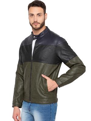 green leatherette biker jacket - 15856883 - Standard Image - 2