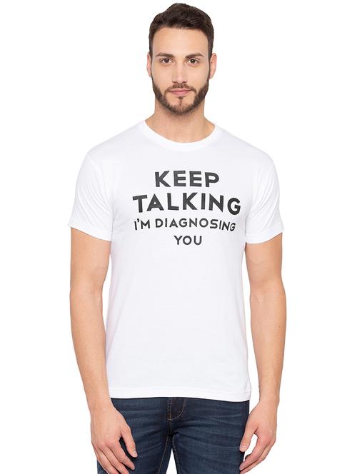 white typographic chest print t-shirt - 15856924 - Standard Image - 1