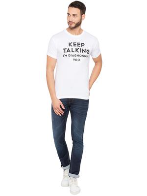 white typographic chest print t-shirt - 15856924 - Standard Image - 4