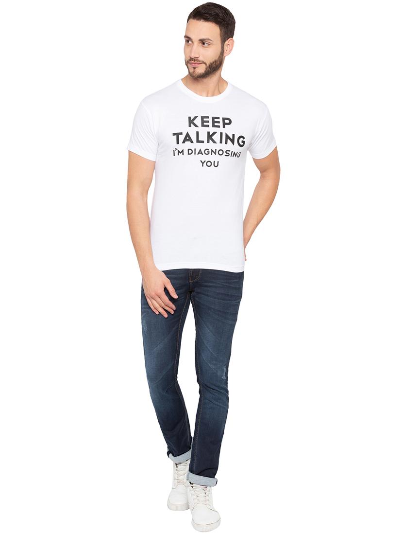 white typographic chest print t-shirt - 15856924 - Zoom Image - 4