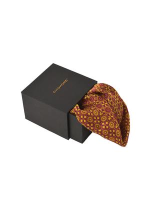 burgundy & lemon green silk pocketsquare - 15856980 - Standard Image - 2