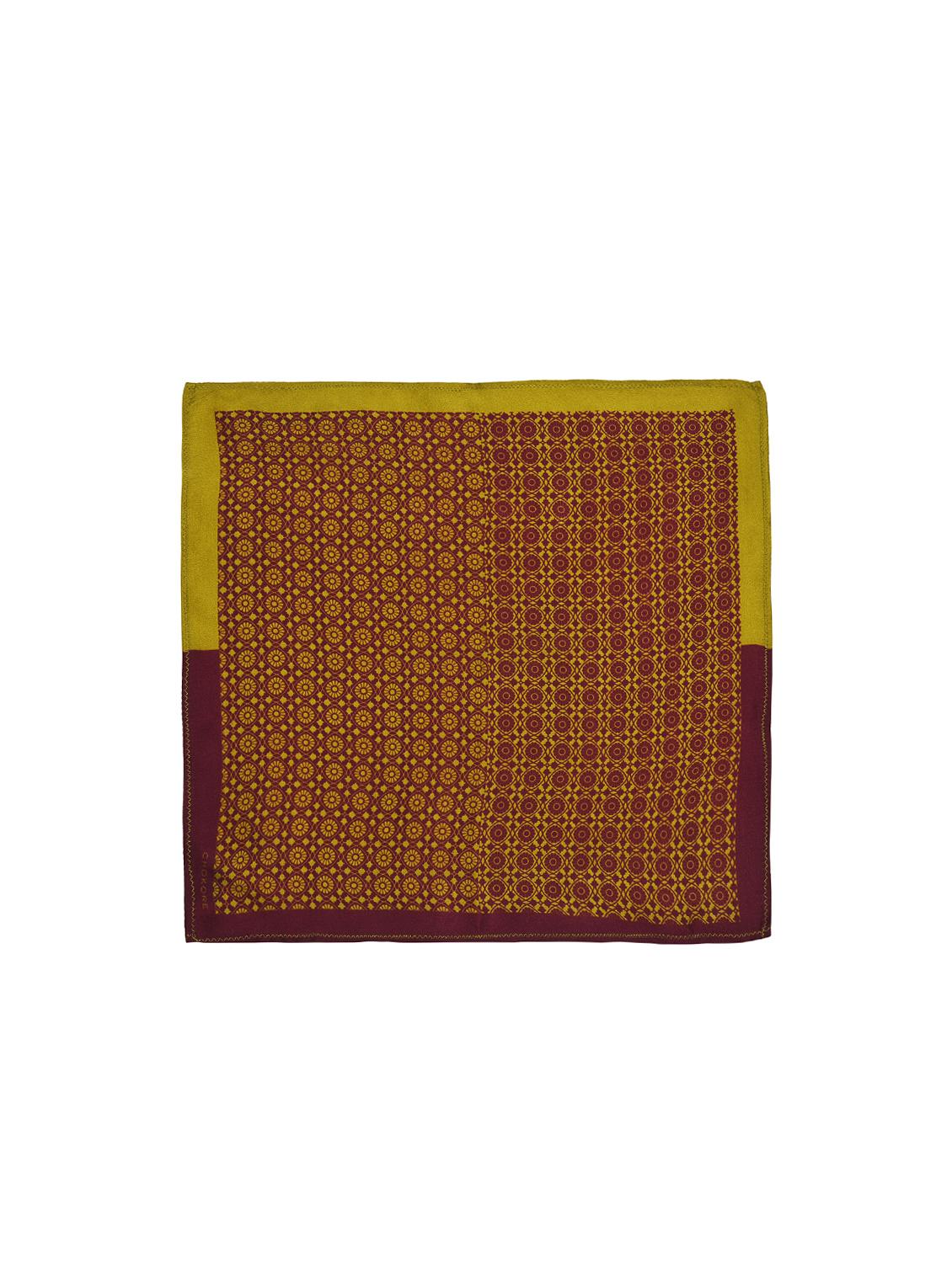 burgundy & lemon green silk pocketsquare - 15856980 - Zoom Image - 1