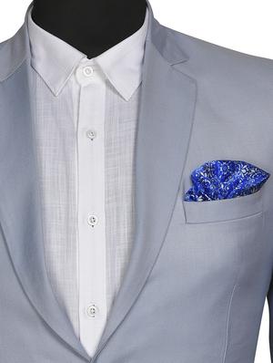 cobalt blue and white silk pocketsquare - 15857010 - Standard Image - 3