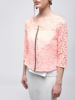 lace zip up front top - 15857057 - Standard Image - 4
