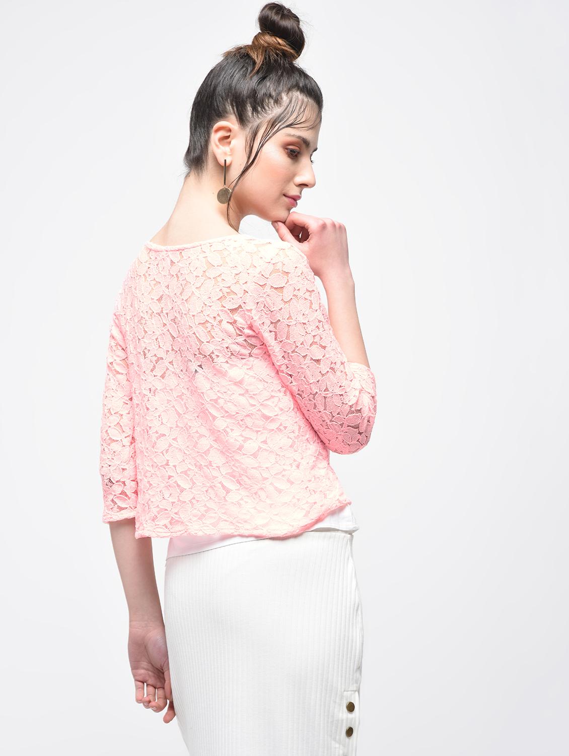 lace zip up front top - 15857057 - Zoom Image - 2