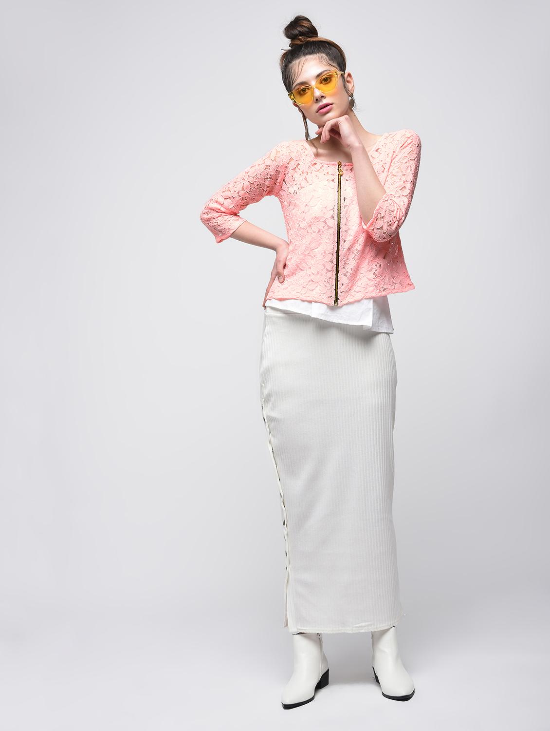 lace zip up front top - 15857057 - Zoom Image - 3