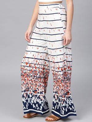 floral striped flared palazzo - 15857110 - Standard Image - 2