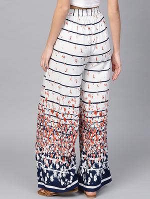floral striped flared palazzo - 15857110 - Standard Image - 3