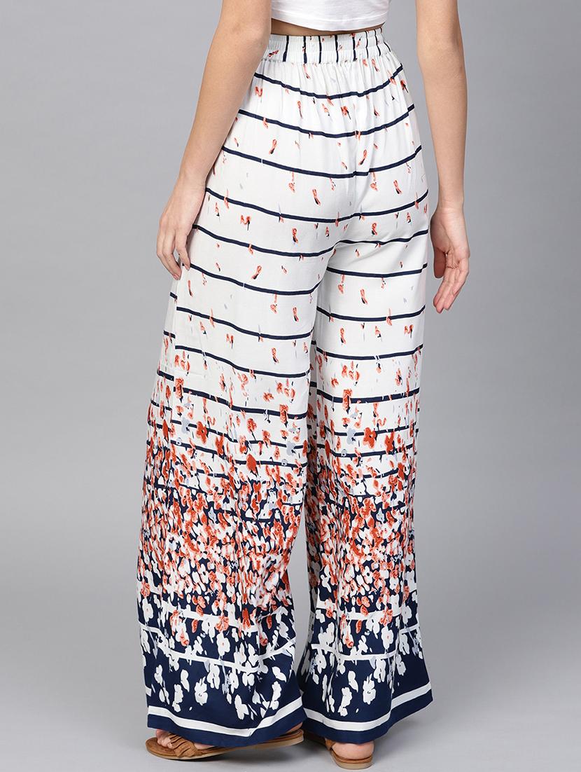 floral striped flared palazzo - 15857110 - Zoom Image - 3