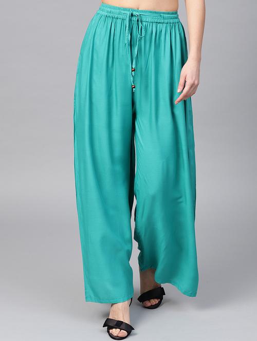 drawstring waist flared palazzo - 15857112 - Standard Image - 1