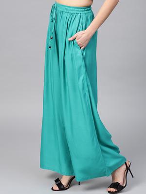 drawstring waist flared palazzo - 15857112 - Standard Image - 2