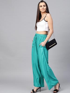 drawstring waist flared palazzo - 15857112 - Standard Image - 4