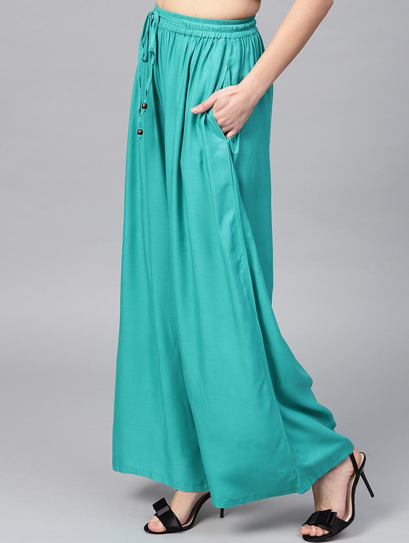 drawstring waist flared palazzo - 15857112 - Zoom Image - 2