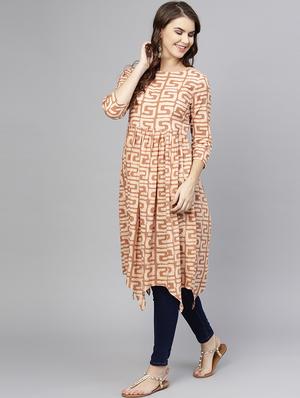 asymmetric printed kurta - 15857122 - Standard Image - 2
