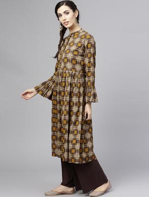 flared bell sleeves kurta - 15857126 - Standard Image - 2