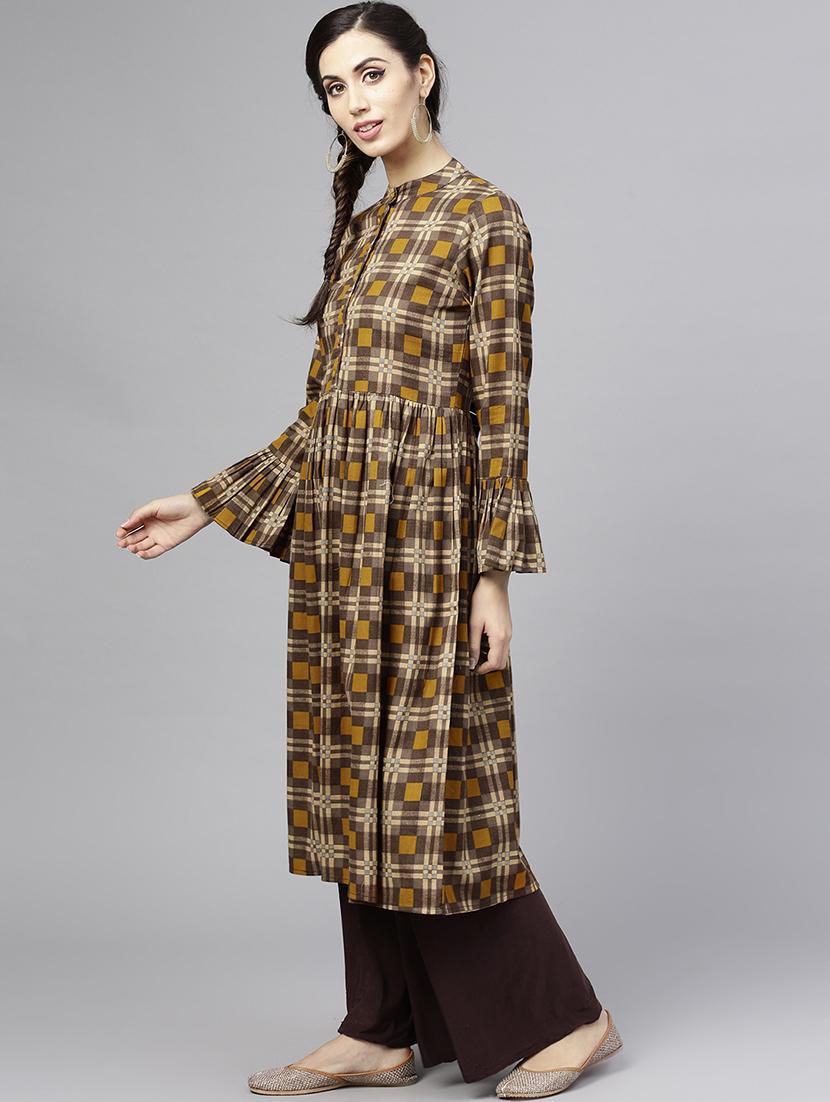 flared bell sleeves kurta - 15857126 - Zoom Image - 2