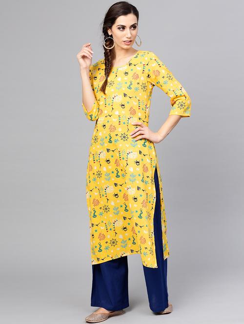 printed straight kurta - 15857128 - Standard Image - 1