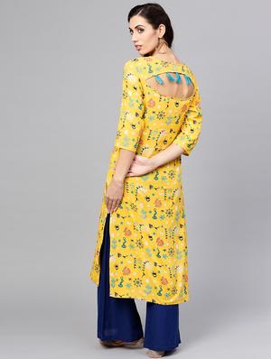 printed straight kurta - 15857128 - Standard Image - 3