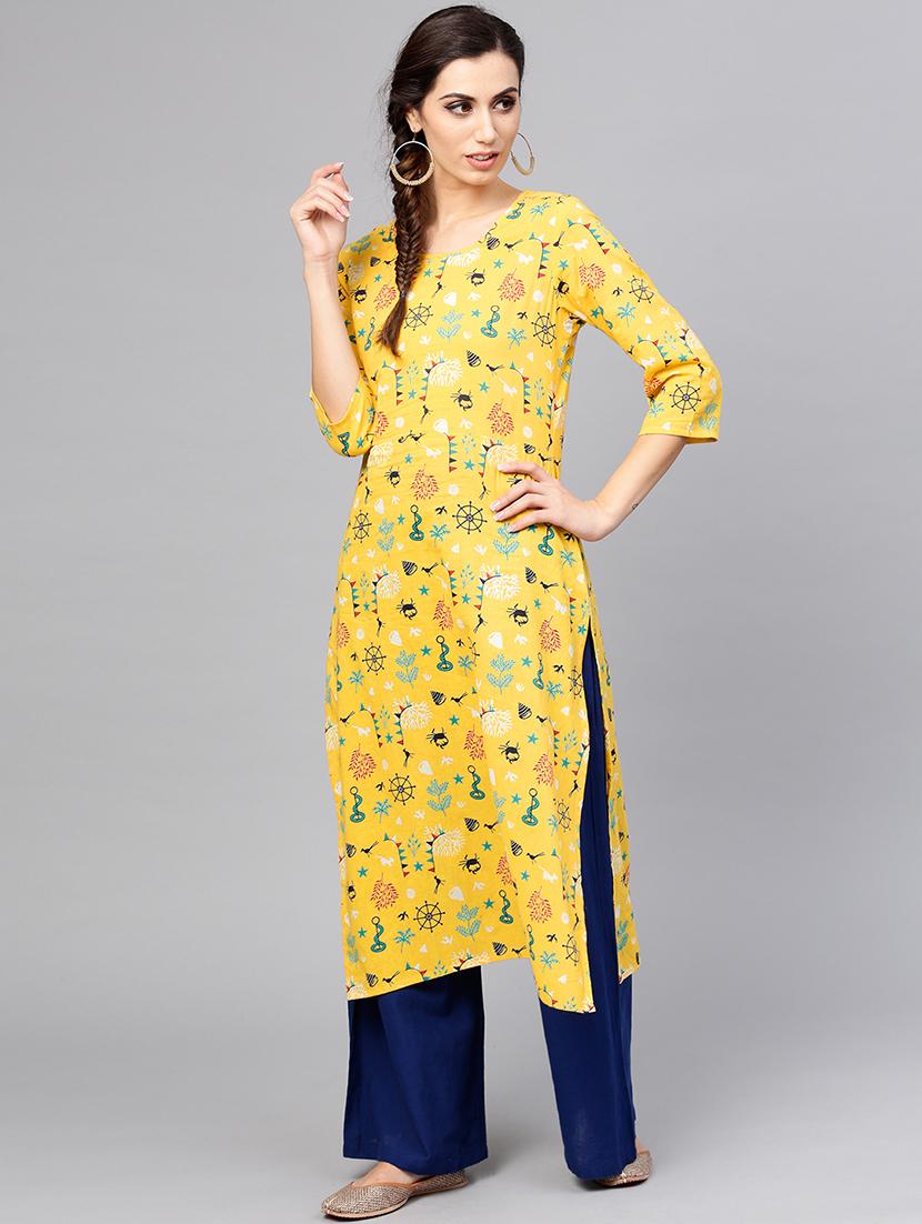 printed straight kurta - 15857128 - Zoom Image - 1