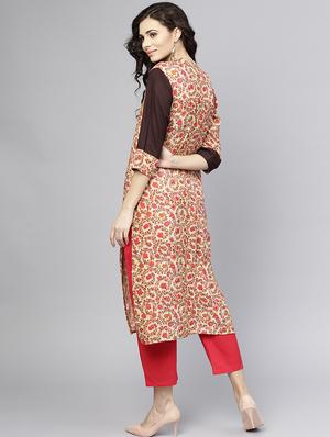 printed straight kurta - 15857134 - Standard Image - 3