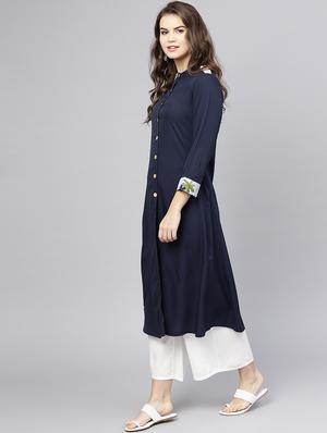solid a-line kurta - 15857136 - Standard Image - 2